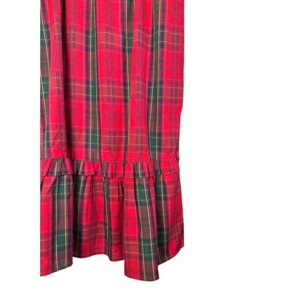 Nicole Miller Plaid Smocked Bodice Midi Dress 100% Cotton Ruffle Layered XS - Picture 3 of 6